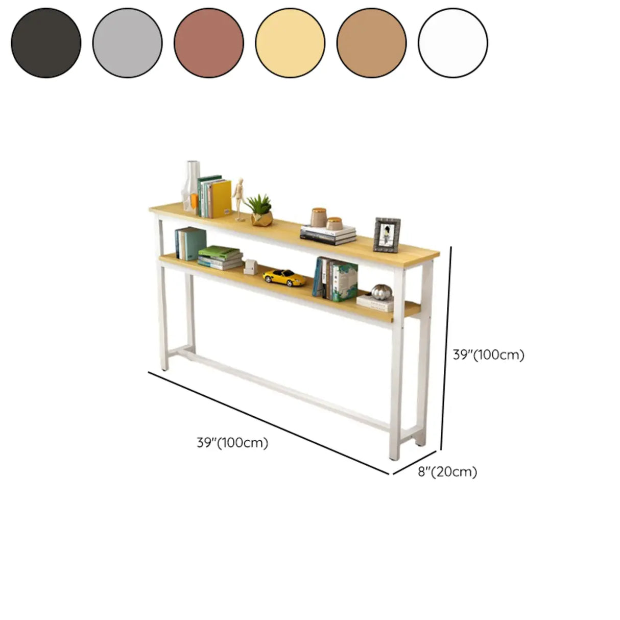 Simple Storage Oak Top White Trestle Frame Console Table 