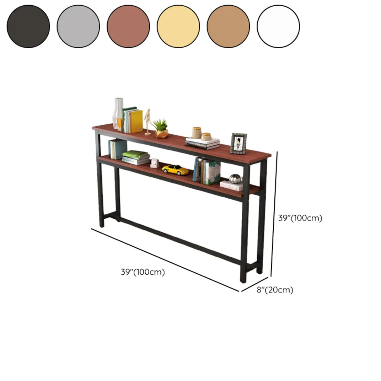 Simple Storage Oak Top White Trestle Frame Console Table Image - 21