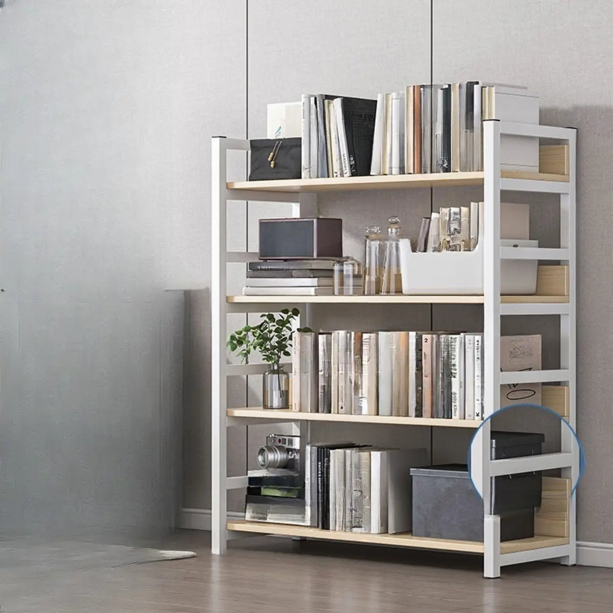 Simple Style Open Back Steel Frame Display Bookcase Image - 11