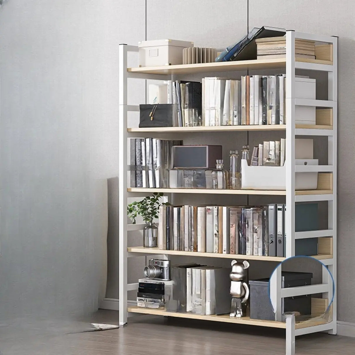 Simple Style Open Back Steel Frame Display Bookcase Image - 21