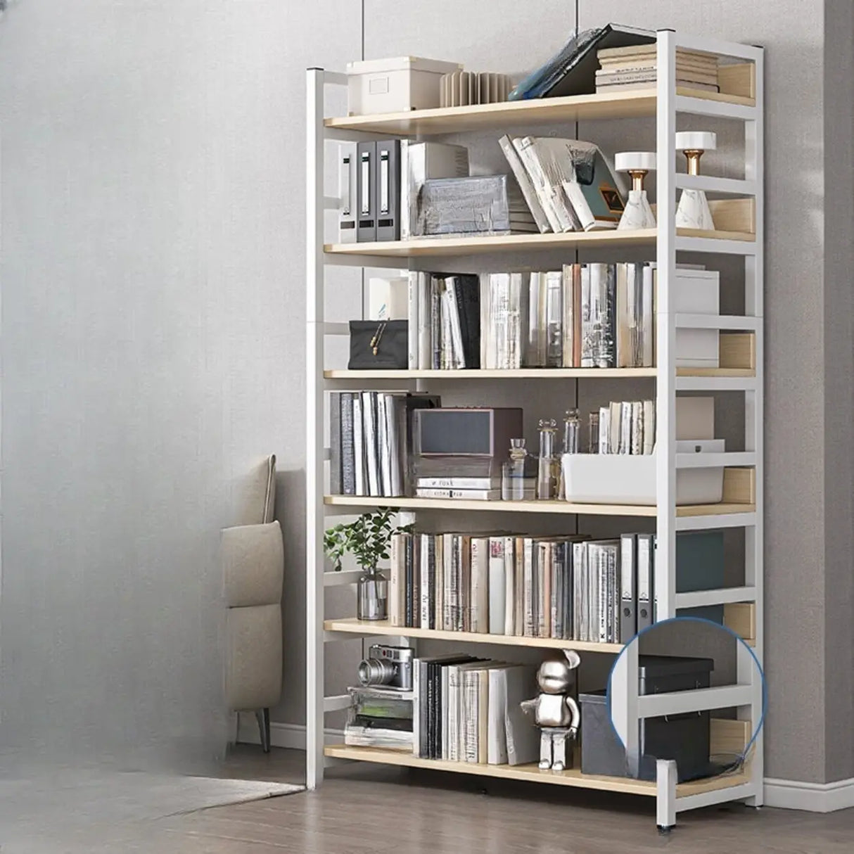 Simple Style Open Back Steel Frame Display Bookcase Image - 23