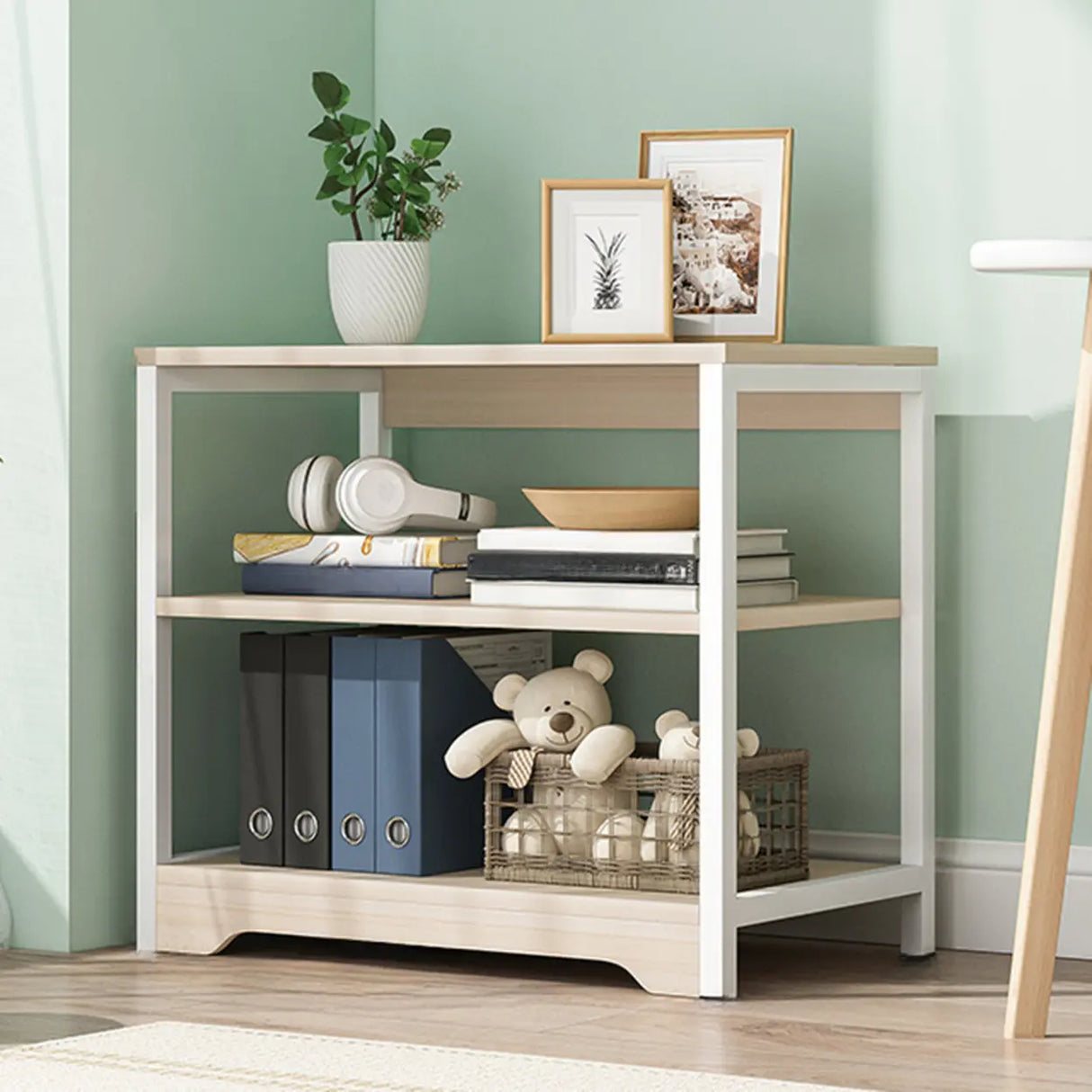 Simple Style Open Back Steel Frame Display Bookcase Image - 4