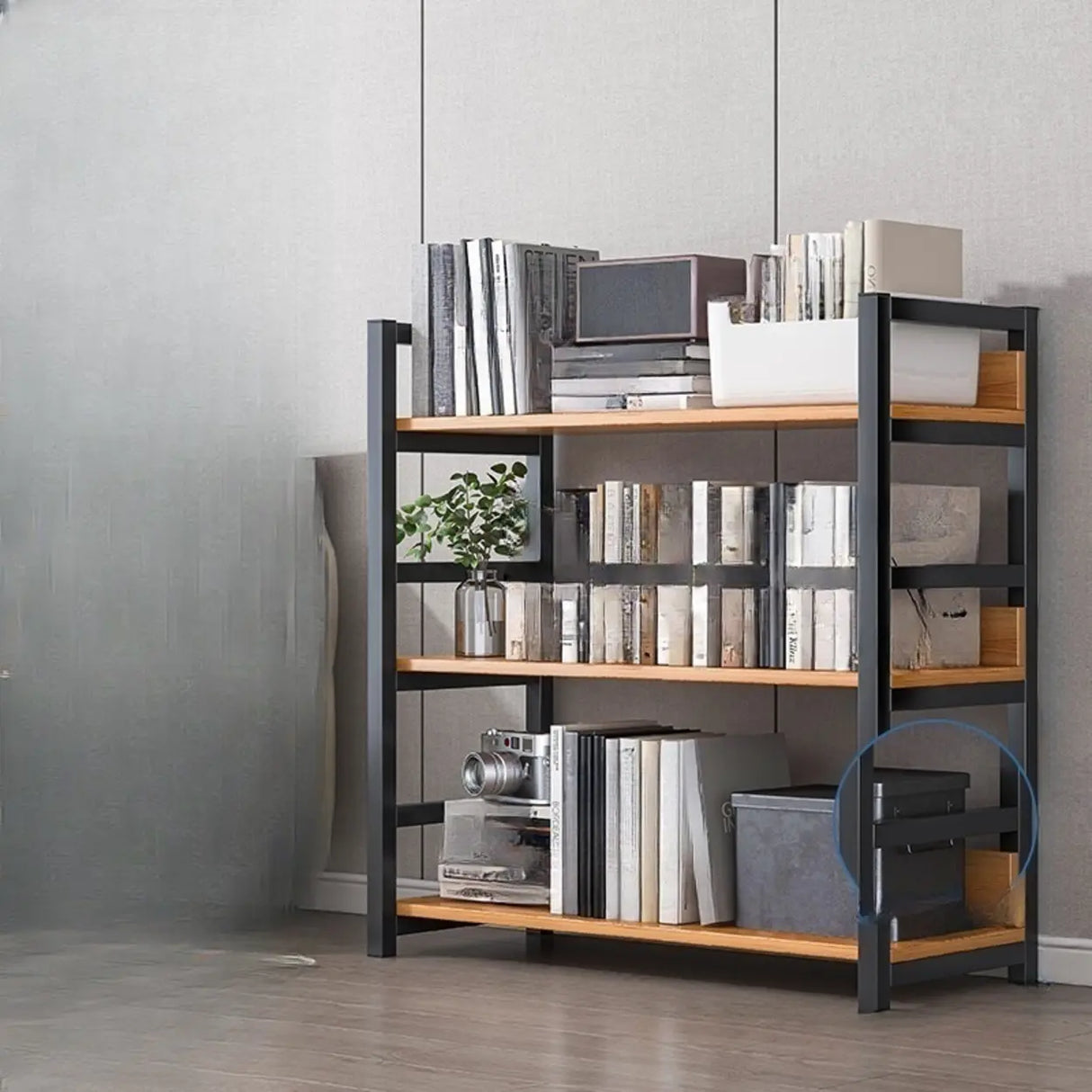 Simple Style Open Back Steel Frame Display Bookcase Image - 5