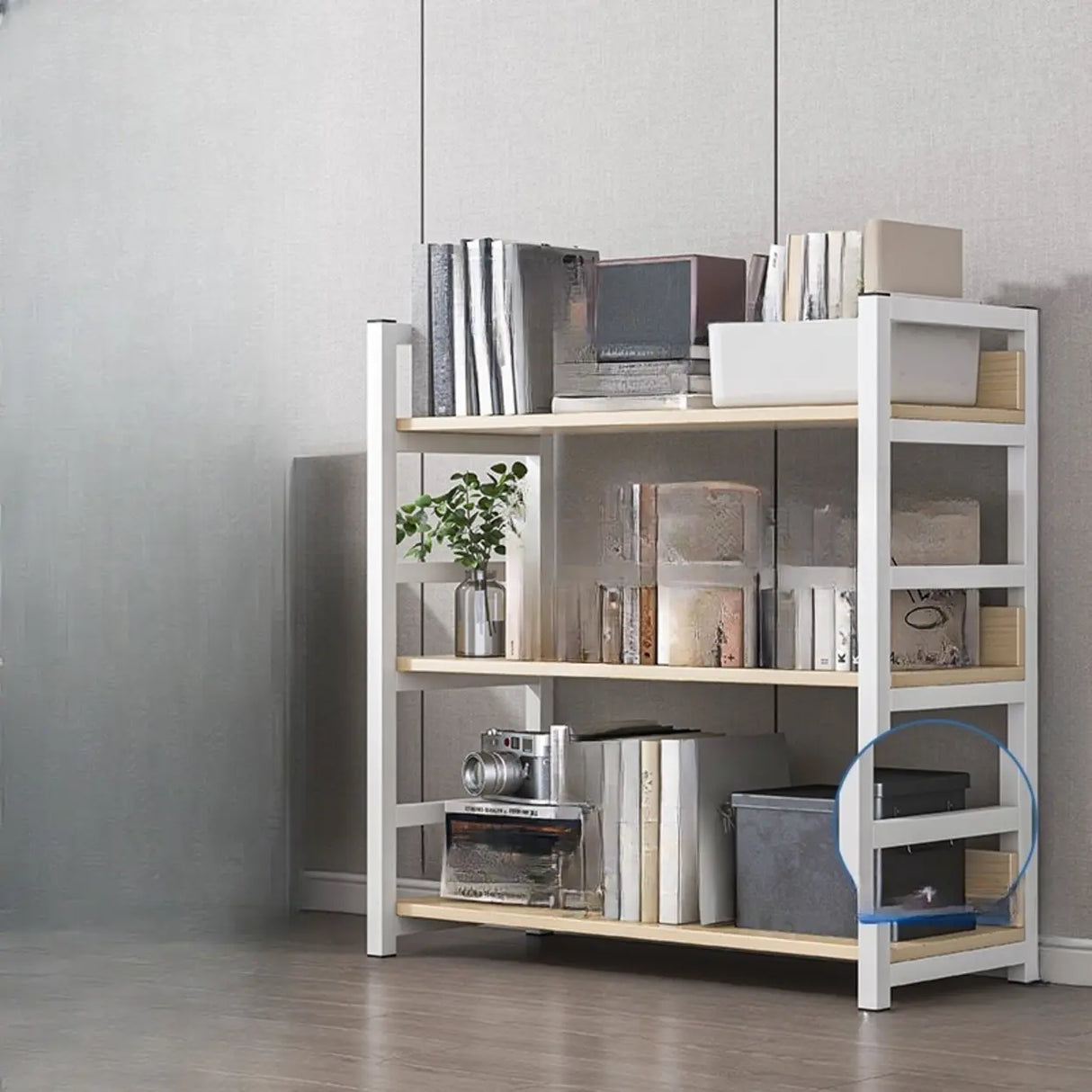 Simple Style Open Back Steel Frame Display Bookcase Image - 6