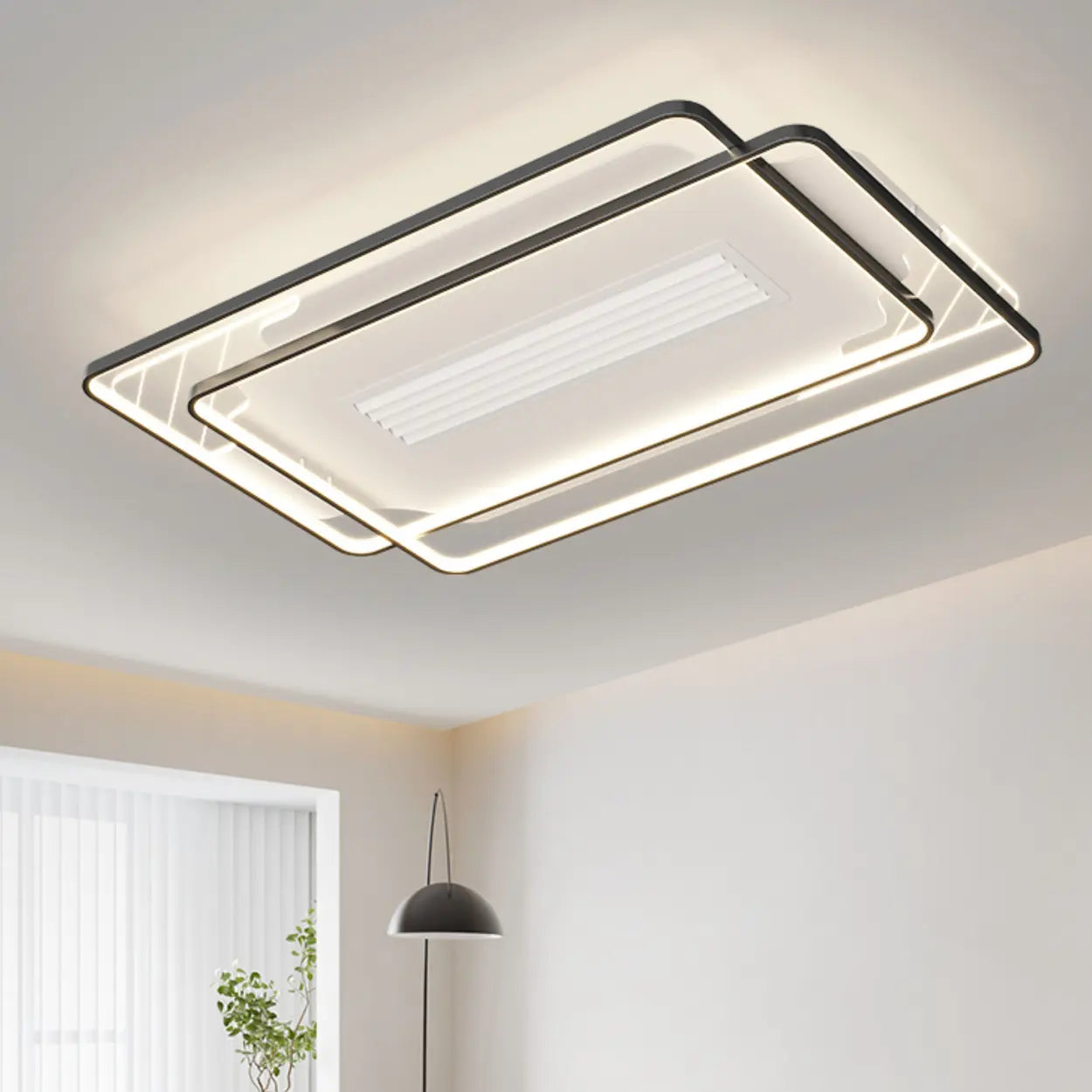 Simple Stylish Geometric Bladeless Ceiling Fan Light Image - 1