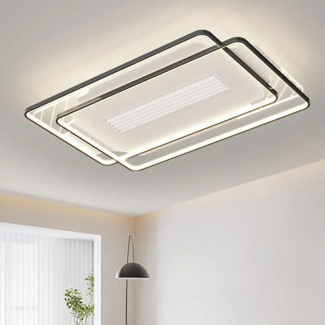 Simple Stylish Geometric Bladeless Ceiling Fan Light Image - 1