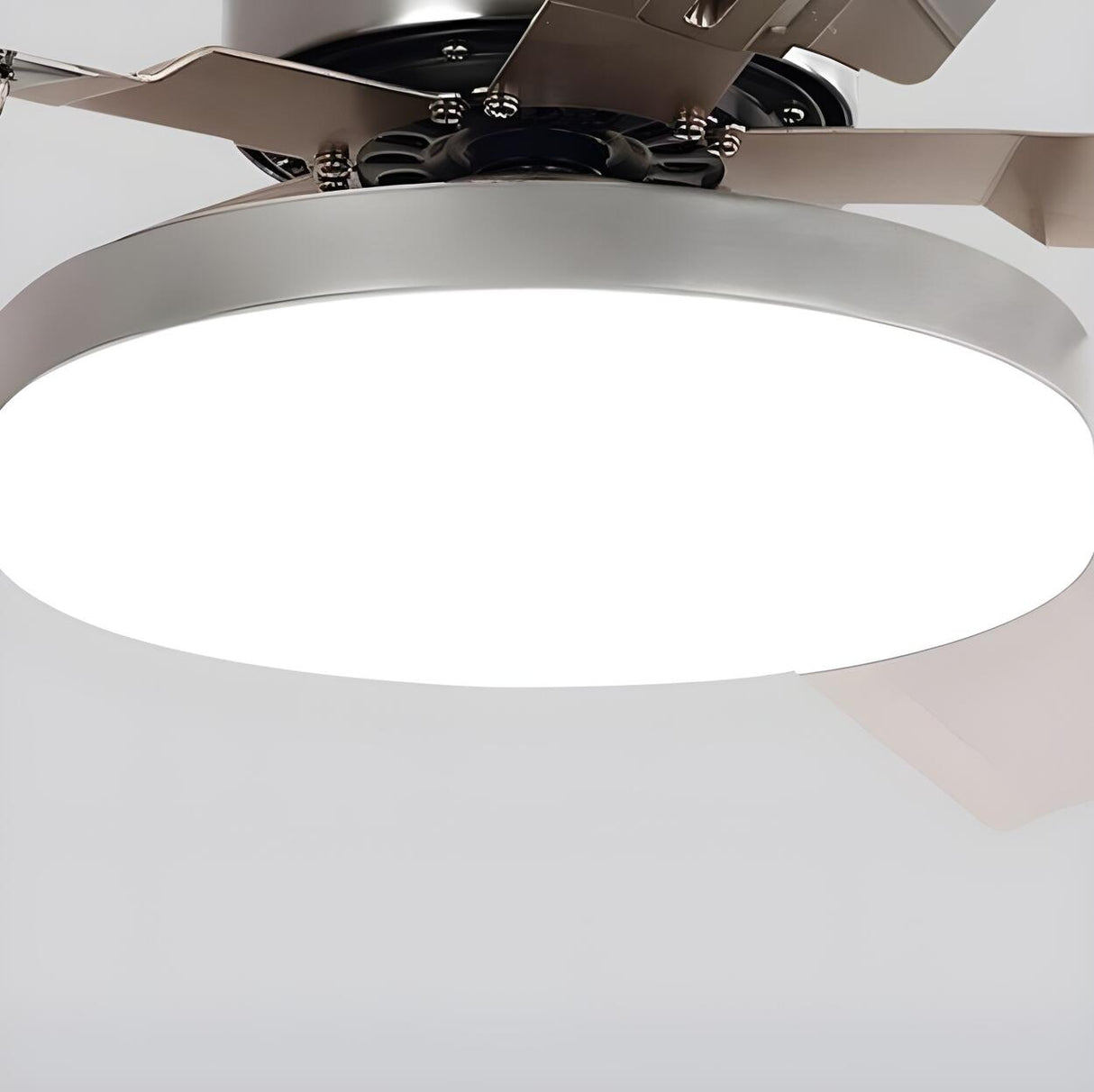 Simple Stylish Steel 5-Blade Ceiling Fan with Light Image - 11
