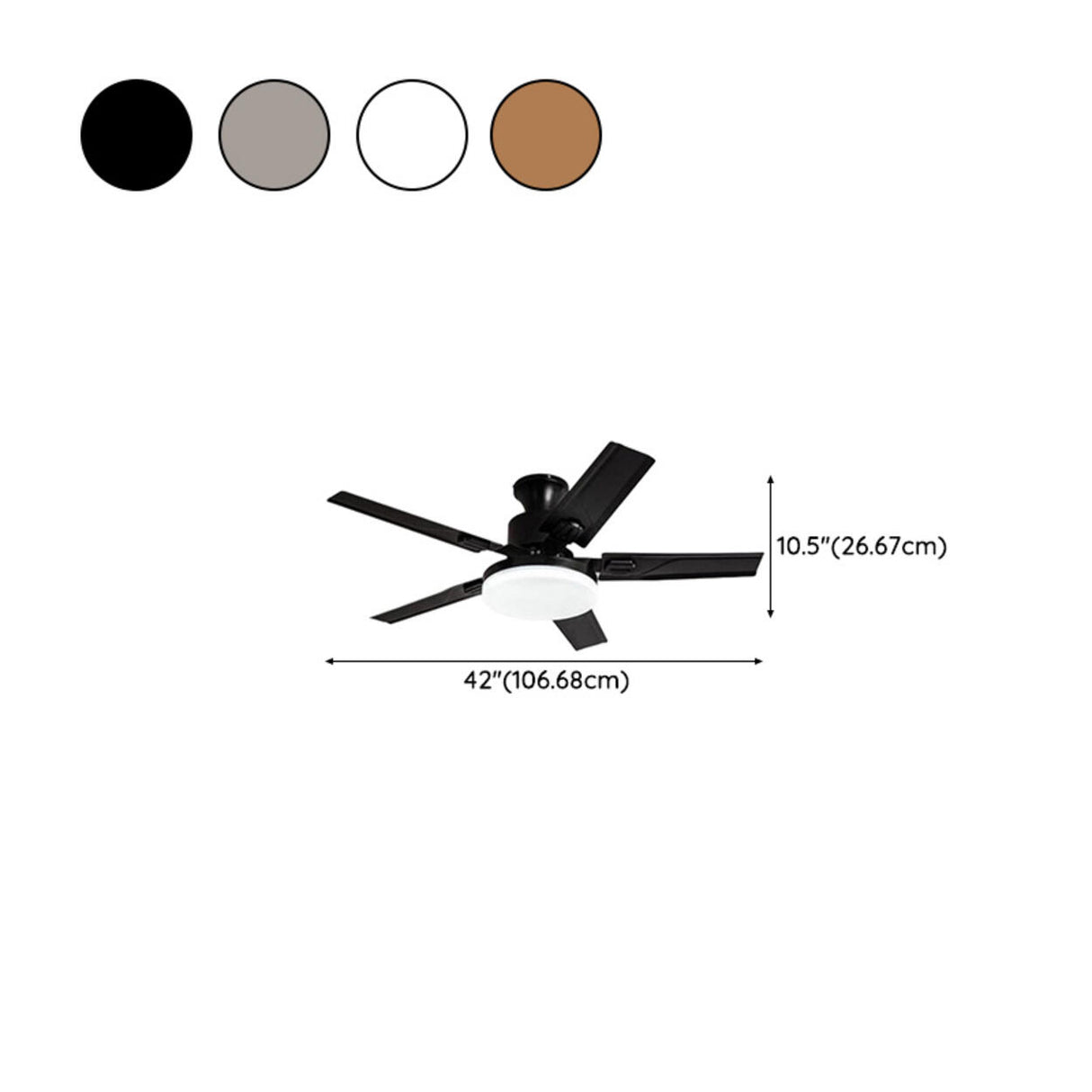 Simple Stylish Steel 5-Blade Ceiling Fan with Light 