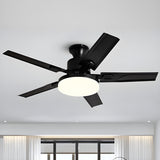 Simple Stylish Steel 5-Blade Ceiling Fan with Light Image - 4