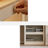 Simple Tiered Glass Beige Wood Barrister Bookcases Image - 5