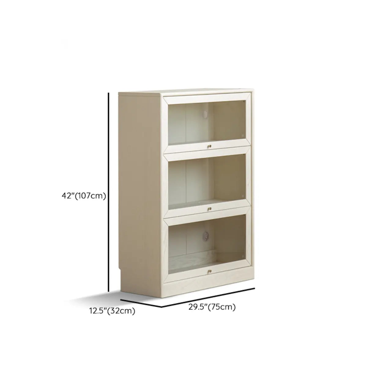 Simple Tiered Glass Beige Wood Barrister Bookcases 
