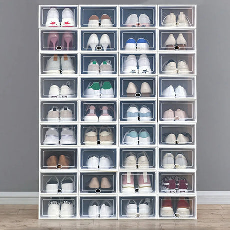 SImple Transparent Plastic Stackable Shoe Storage Box Image - 1