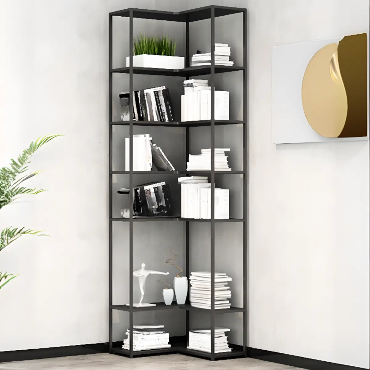 Simple Vertical Alloy Frame Etagere Display Bookshelf Image - 3