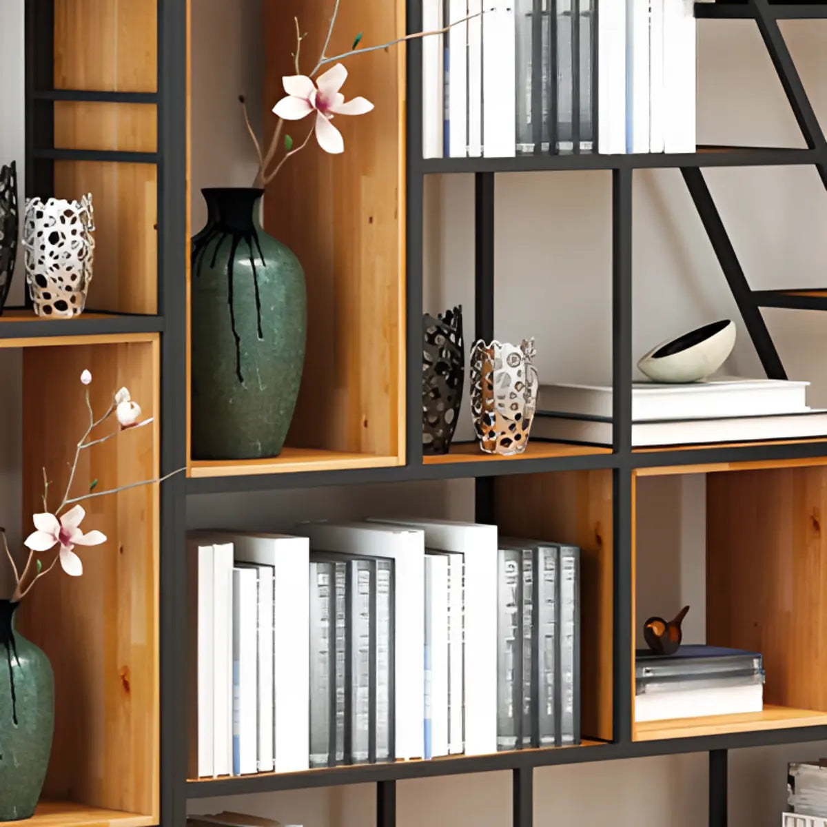 Simple Vertical Alloy Frame Etagere Display Bookshelf Image - 5