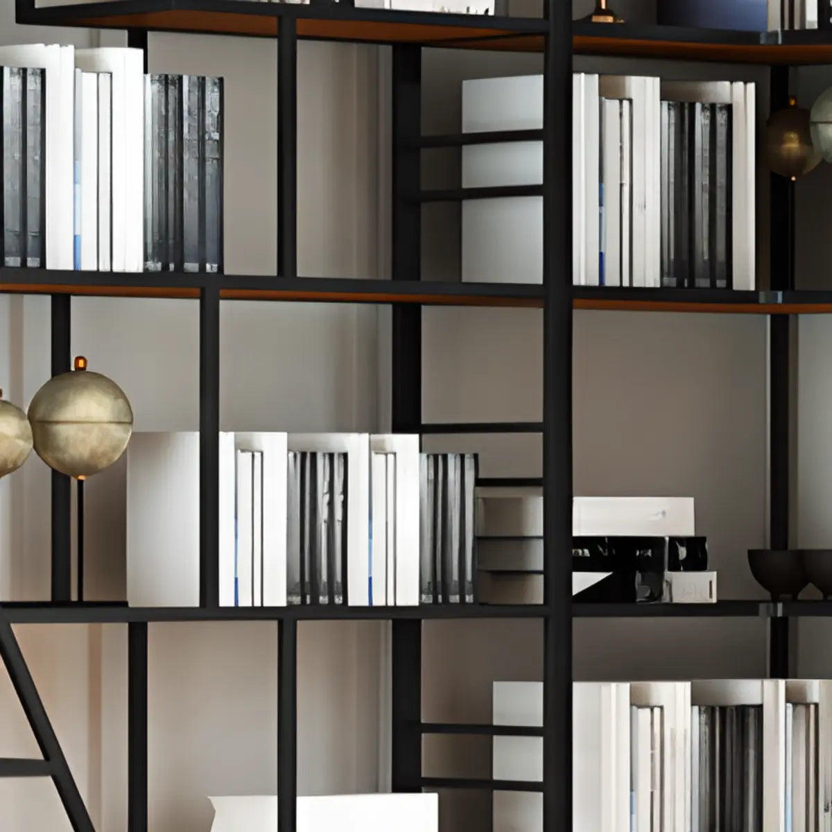 Simple Vertical Alloy Frame Etagere Display Bookshelf Image - 7
