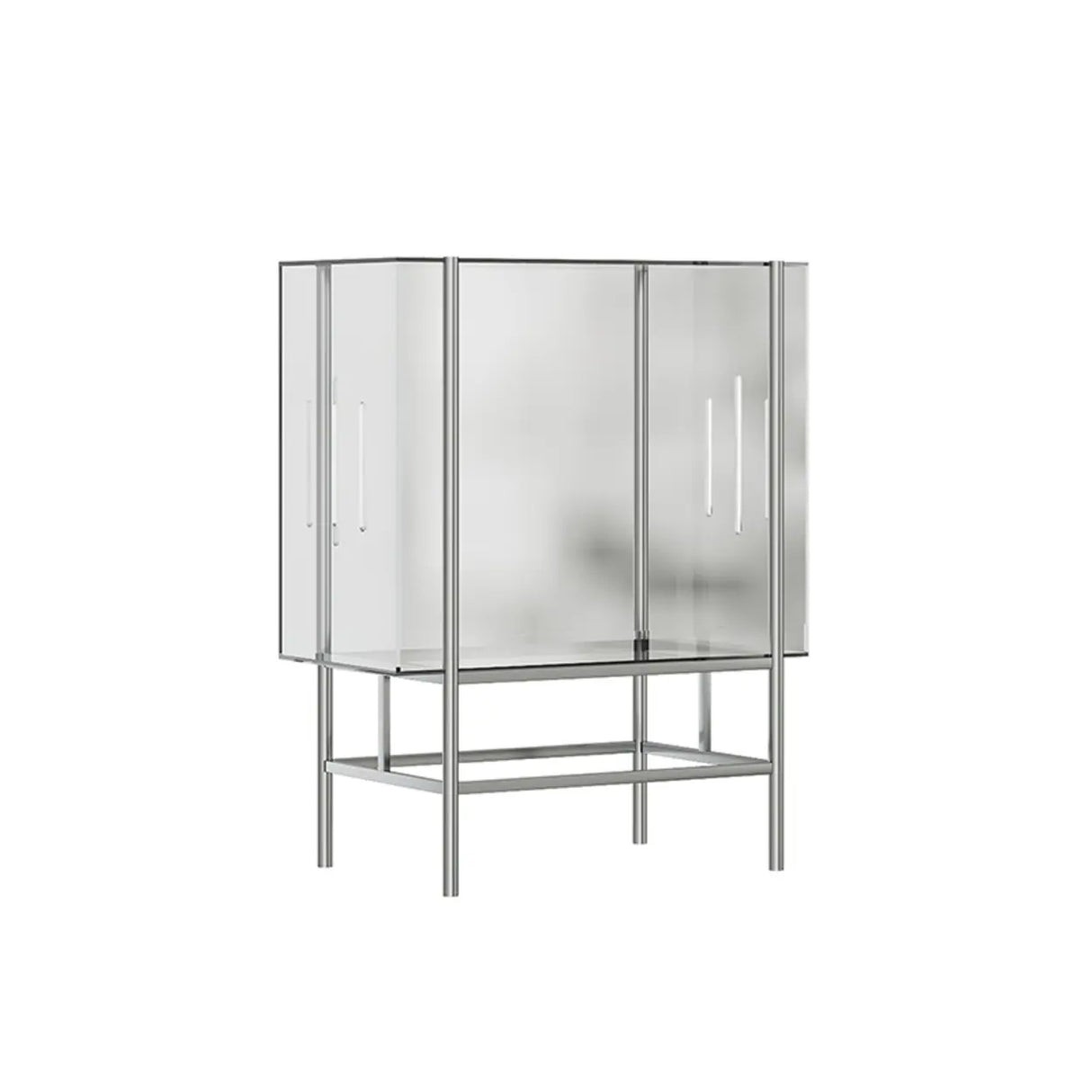 Simple Vertical Alloy Modern Rectangular Black Bookcase Image - 10