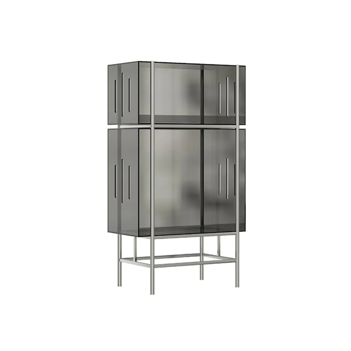 Simple Vertical Alloy Modern Rectangular Black Bookcase Image - 16