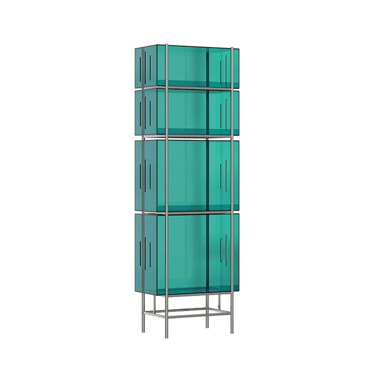 Simple Vertical Alloy Modern Rectangular Black Bookcase Image - 21