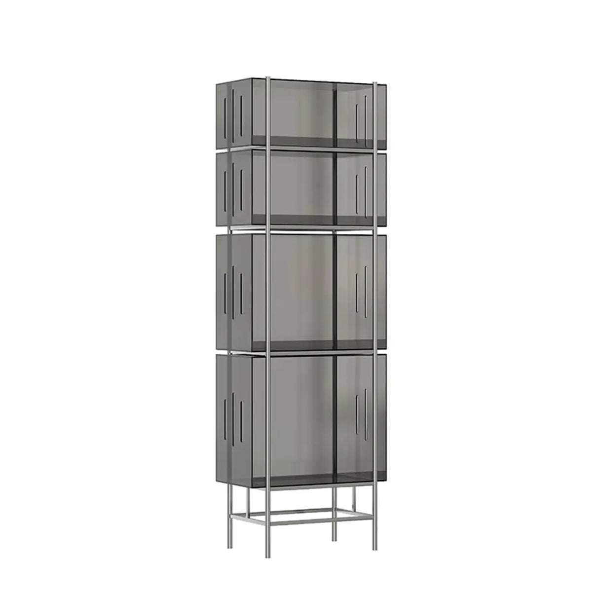 Simple Vertical Alloy Modern Rectangular Black Bookcase Image - 23