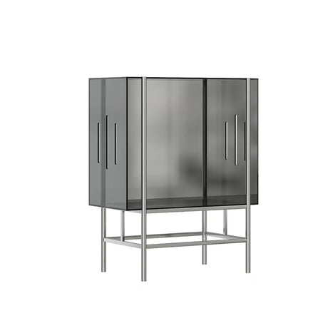 Simple Vertical Alloy Modern Rectangular Black Bookcase Image - 2