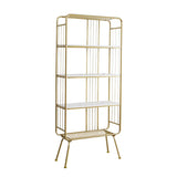 Simple Vertical Metal Frame 4-Shelf Organizer Bookshelf Image - 7