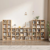 Simple Vertical Modular Natural Wood Cube Bookcase Image - 1