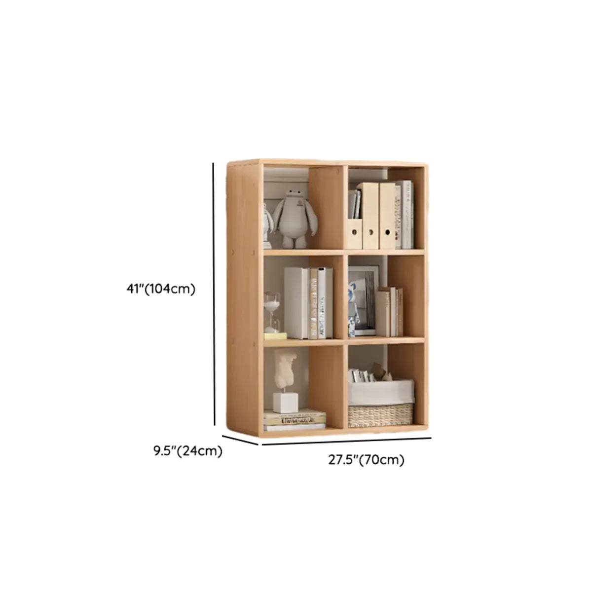 Simple Vertical Modular Natural Wood Cube Bookcase 