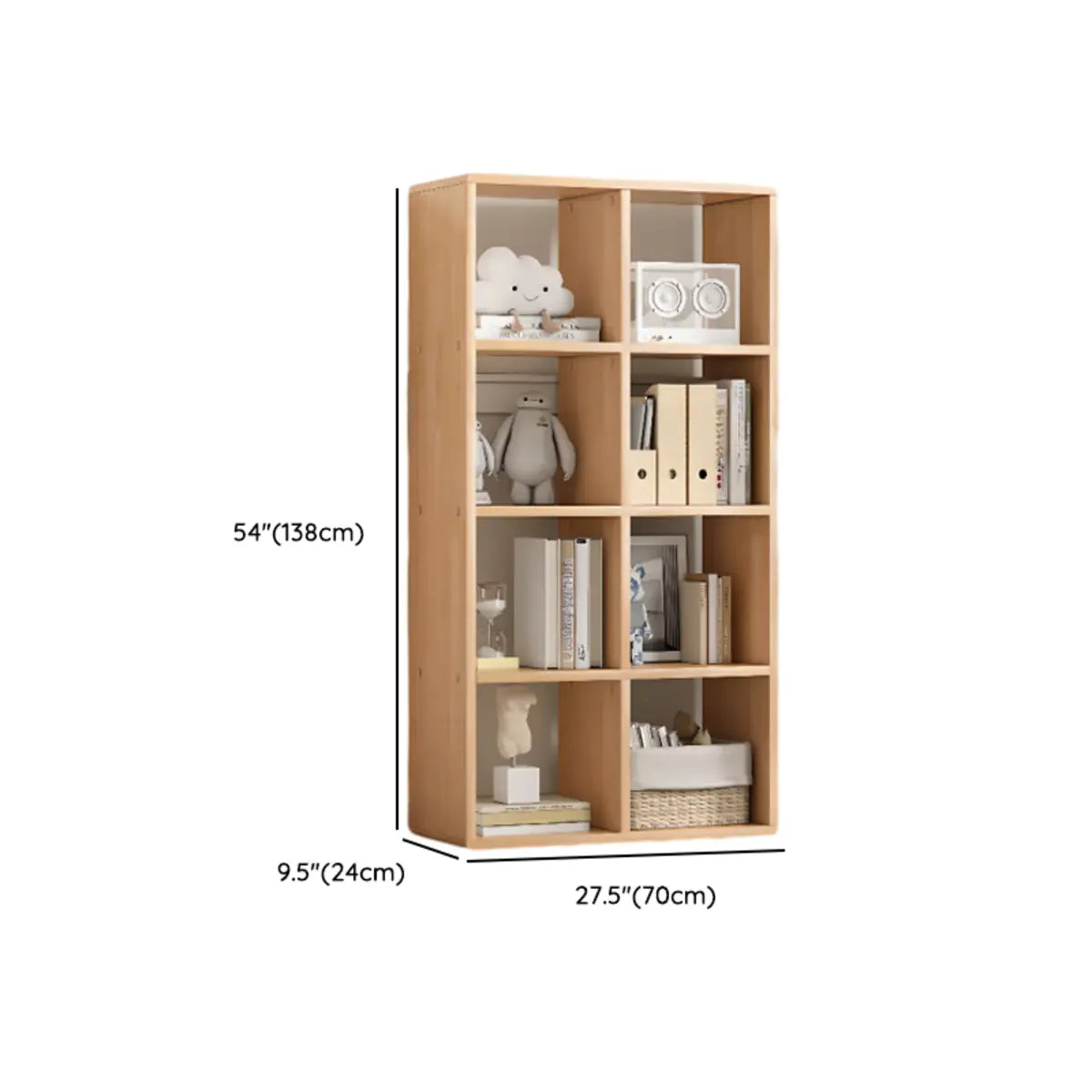 Simple Vertical Modular Natural Wood Cube Bookcase Image - 13