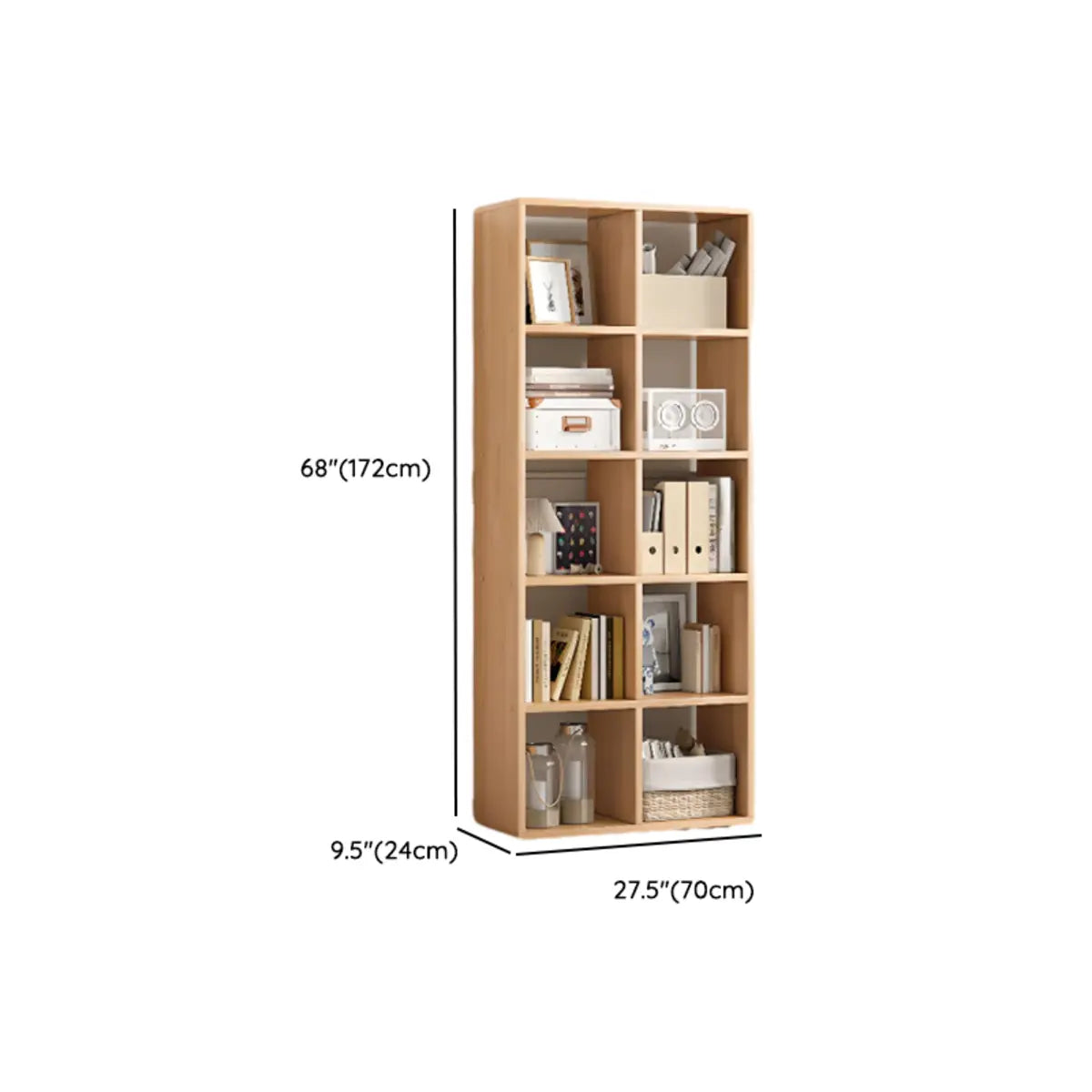 Simple Vertical Modular Natural Wood Cube Bookcase Image - 14