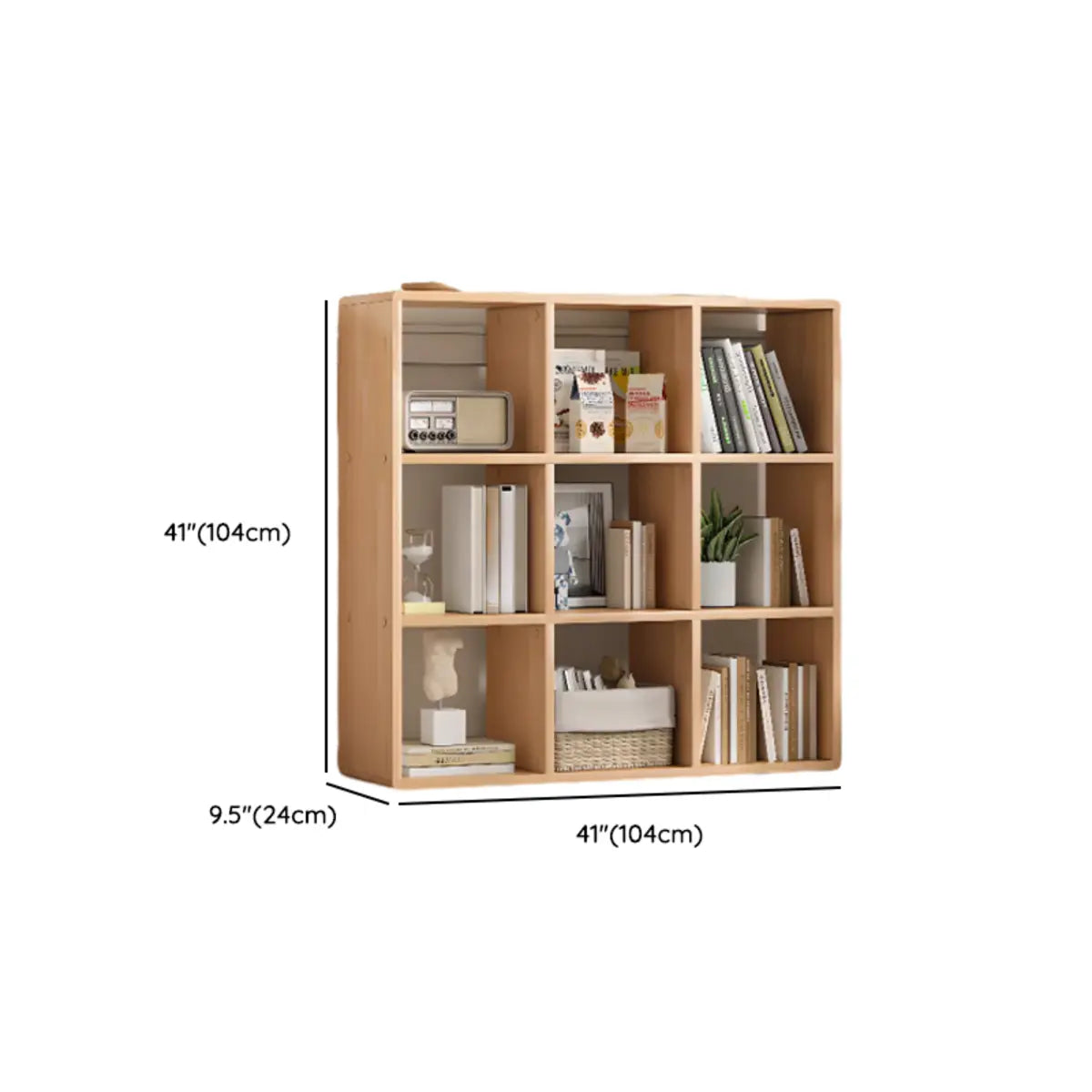Simple Vertical Modular Natural Wood Cube Bookcase Image - 15