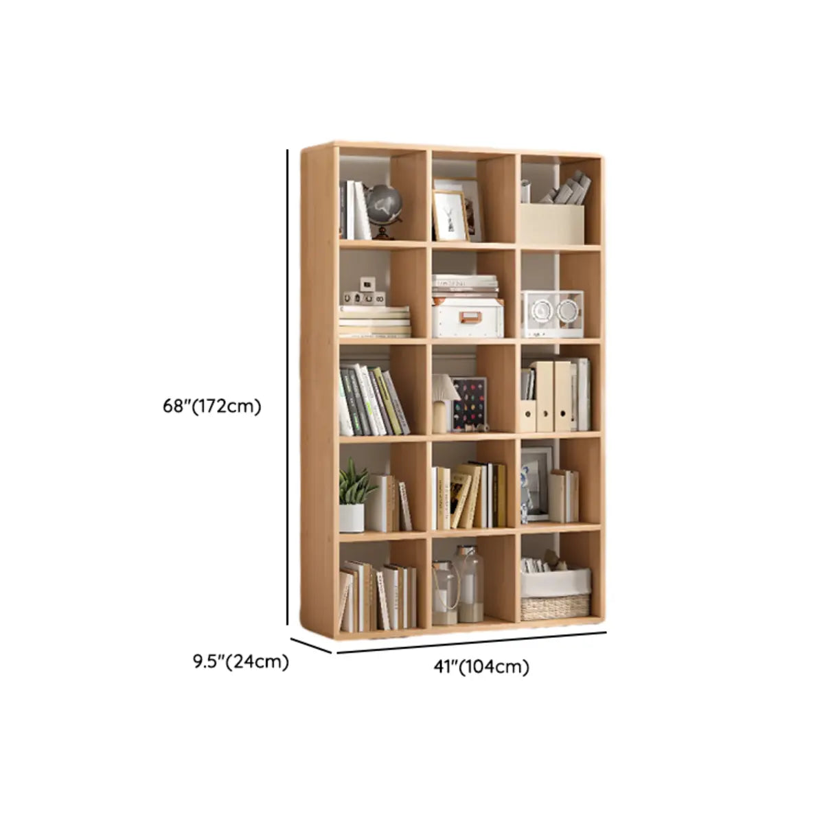 Simple Vertical Modular Natural Wood Cube Bookcase Image - 16