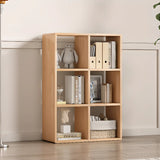 Simple Vertical Modular Natural Wood Cube Bookcase Image - 2