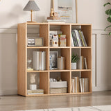 Simple Vertical Modular Natural Wood Cube Bookcase Image - 5