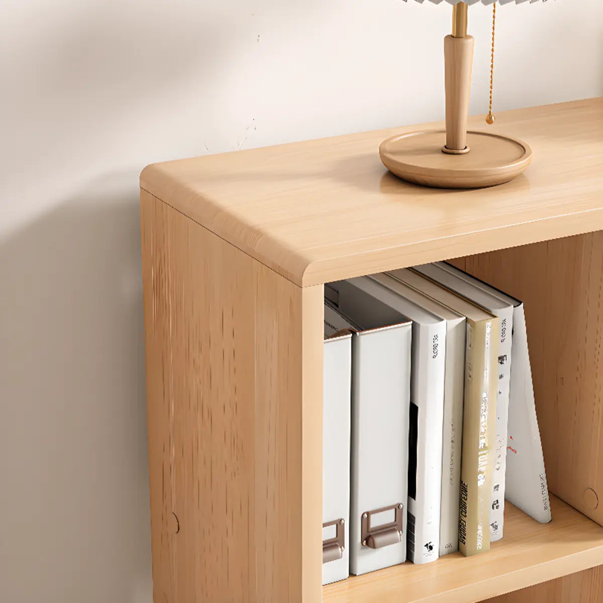 Simple Vertical Modular Natural Wood Cube Bookcase Image - 8