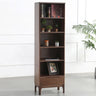 Simple Vertical Oak Rectangular Drawer Narrow Bookcase Image - 11