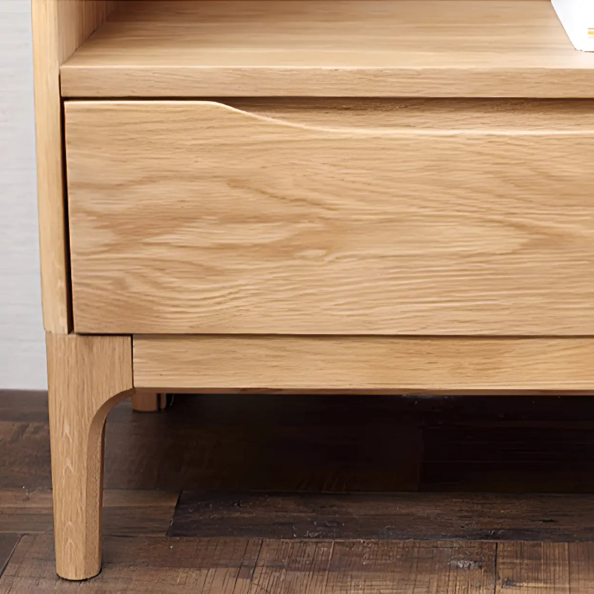 Simple Vertical Oak Rectangular Drawer Narrow Bookcase Image - 12