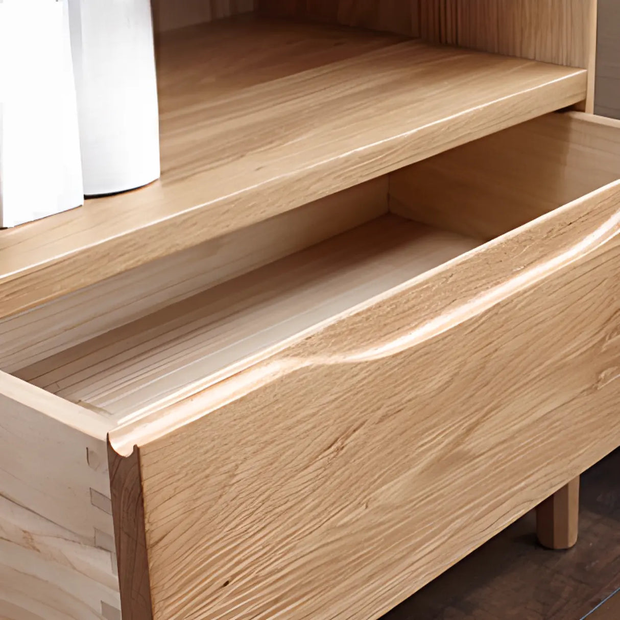 Simple Vertical Oak Rectangular Drawer Narrow Bookcase Image - 15