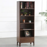 Simple Vertical Oak Rectangular Drawer Narrow Bookcase Image - 18