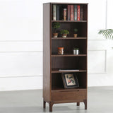 Simple Vertical Oak Rectangular Drawer Narrow Bookcase Image - 19