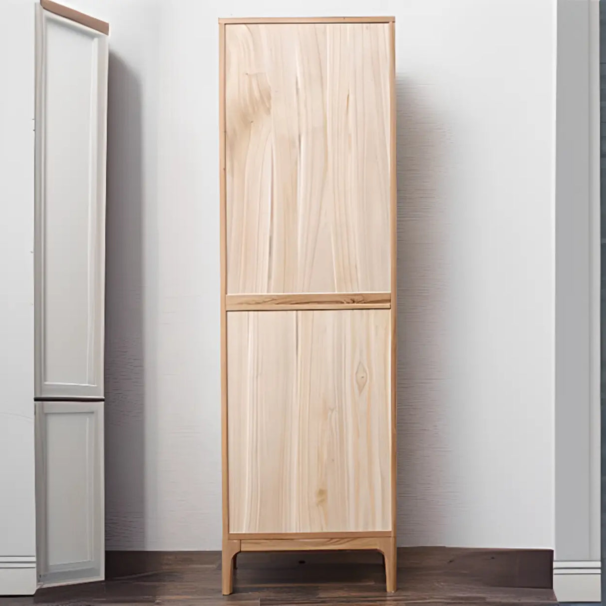 Simple Vertical Oak Rectangular Drawer Narrow Bookcase Image - 8