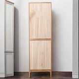Simple Vertical Oak Rectangular Drawer Narrow Bookcase Image - 8