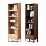 Simple Vertical Oak Rectangular Drawer Narrow Bookcase Image - 9