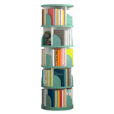 Simple Vertical Round Revolving Wooden Narrow Bookcase Image - 10