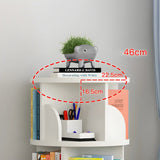 Simple Vertical Round Revolving Wooden Narrow Bookcase Image - 11