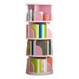 Simple Vertical Round Revolving Wooden Narrow Bookcase Image - 12
