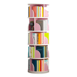 Simple Vertical Round Revolving Wooden Narrow Bookcase Image - 13