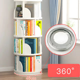 Simple Vertical Round Revolving Wooden Narrow Bookcase Image - 17