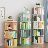 Simple Vertical Round Revolving Wooden Narrow Bookcase Image - 20