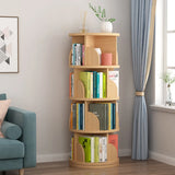 Simple Vertical Round Revolving Wooden Narrow Bookcase Image - 21
