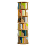 Simple Vertical Round Revolving Wooden Narrow Bookcase Image - 22